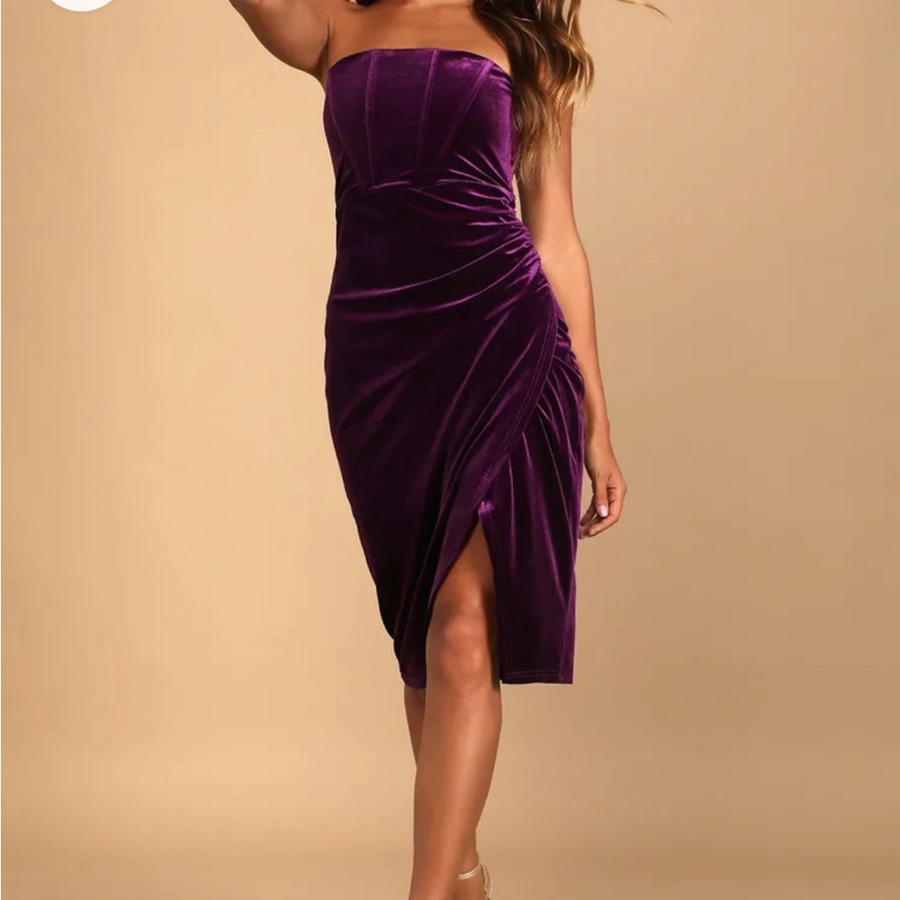 Lulus Suede Purple Strapless Dress